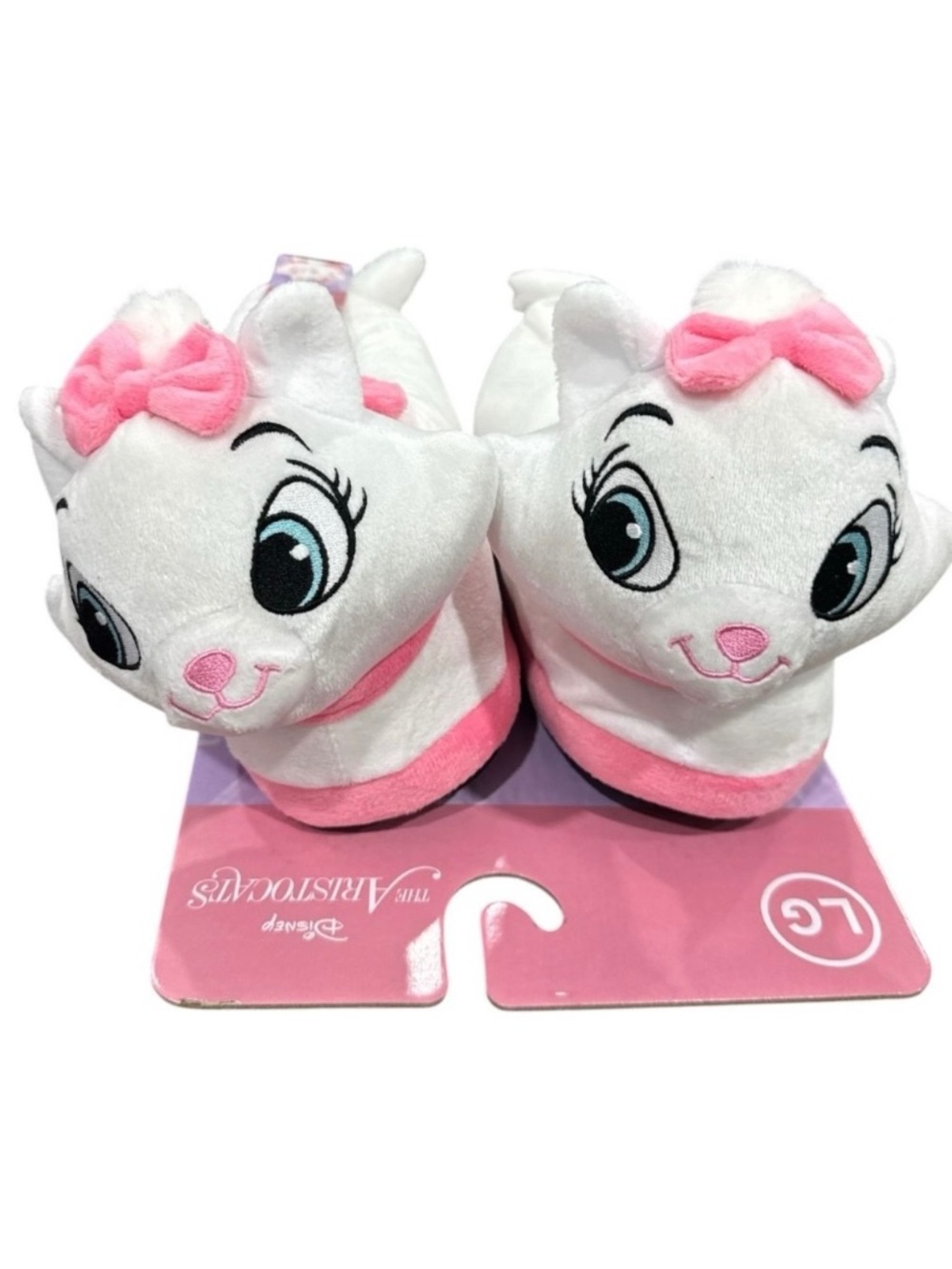 Disney The Aristocats Marie Plush Slippers Women's Size Large NWT Pink White Cat